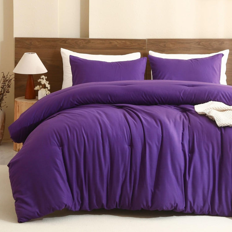 Paxrac Earthy Brown Comforter Queen Size, Neutral 3 Pieces Comforter Set, Lightweight Solid Bedding Set, All Seasons Soft Fluffy Queen Comforter Set (90x90In Comforter & 2 Pillowcases)