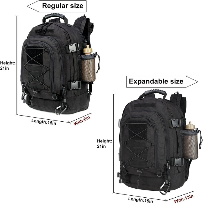 Expandable 40-64L Military Tactical Backpack 3 Day Bag Hiking Gym Sport Camping