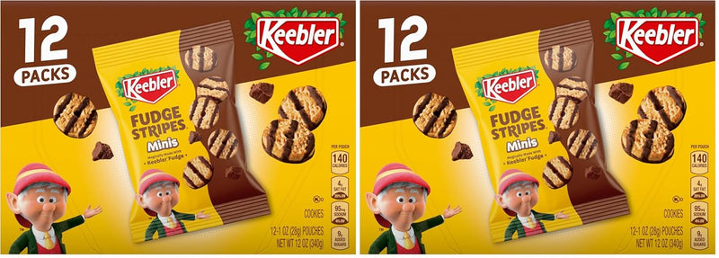 Keebler On-The-Go Fudge Stripes Cookies, 12 Count (Pack of 1)