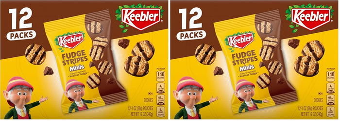 Keebler On-The-Go Fudge Stripes Cookies, 12 Count (Pack of 1)