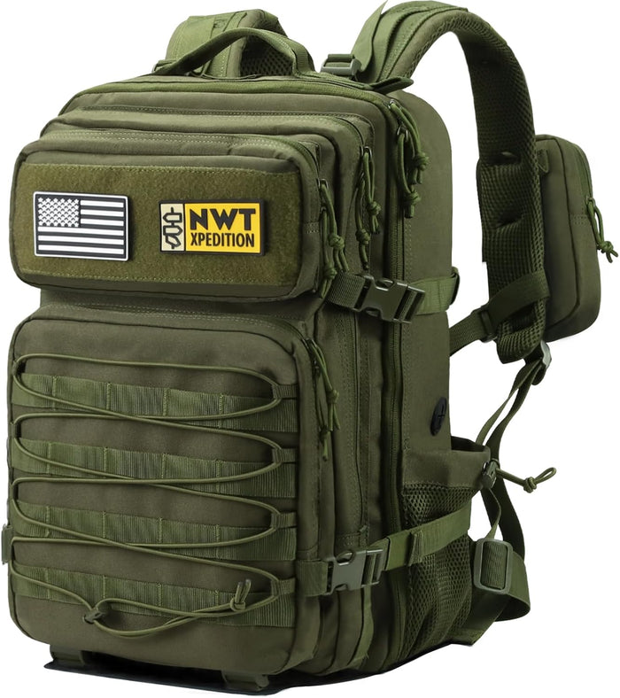 Military Tactical Backpack,Sturdy Work & Molle Laptops Rucksack,Army Pack for Hiking Camping Travel Fishing Gym,Green