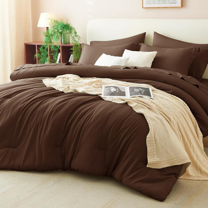 CozyLux Queen Comforter Set Grayish Blue, 7 Pieces Bed in a Bag Queen Comforter Set with Sheets, Bedding Sets with Down Alternative Comforter, Fitted Sheets, Flat Sheets, Pillow Shams and Pillowcases