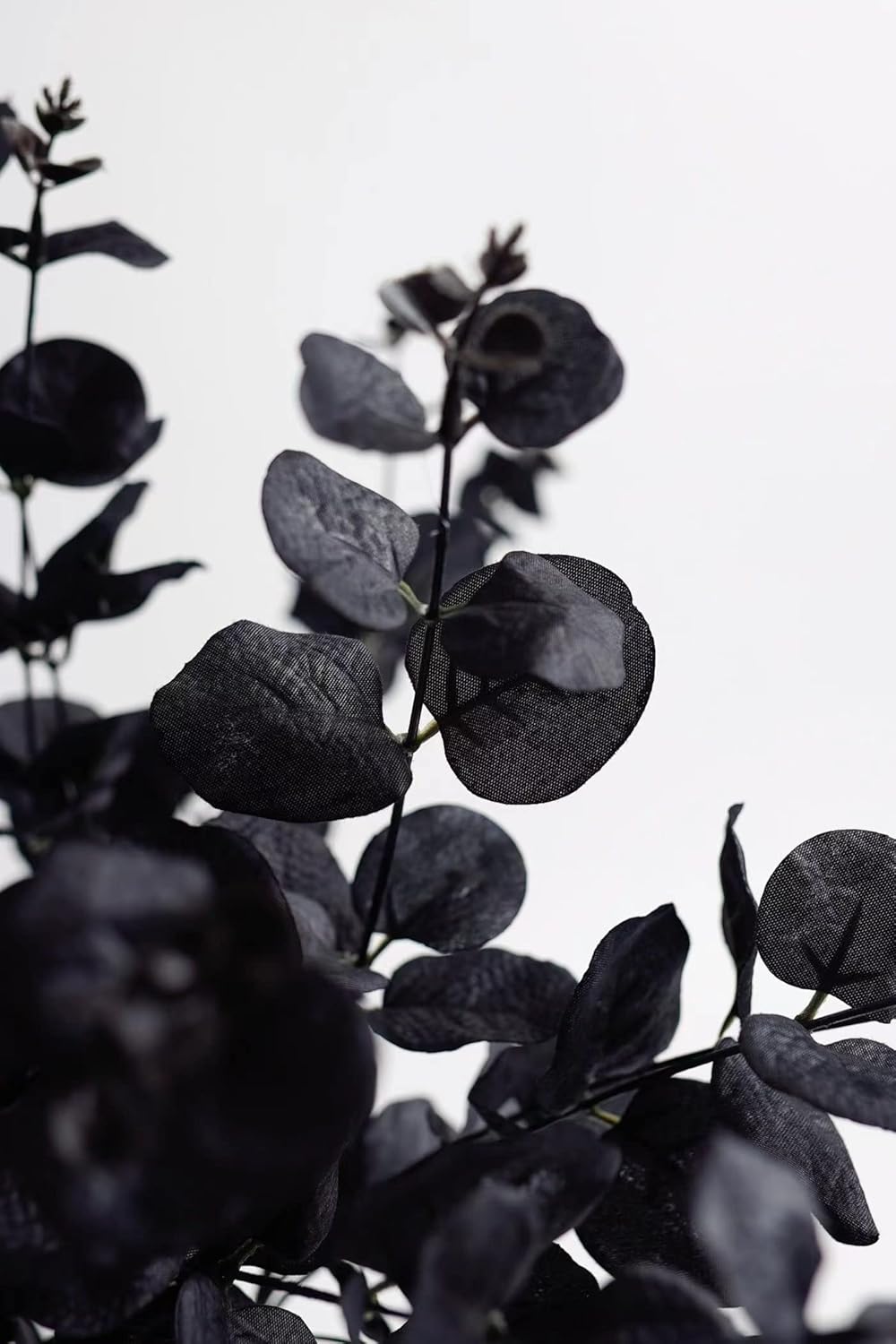 Halloween Artificial Flower, Black Eucalyptus Stems Leaves Branches Fake Flower Arrangement Farmhouse Decor (Black)