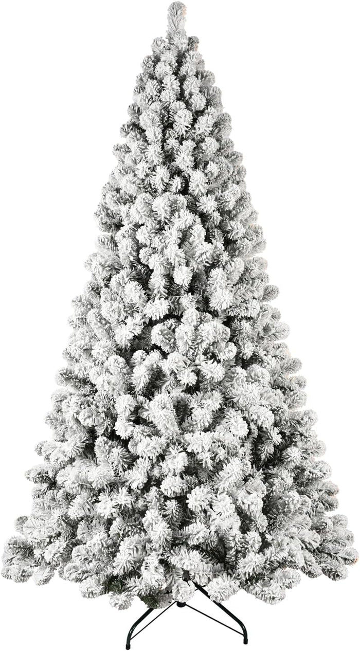 Kadunmina 9ft Artificial White Christmas Tree,Premium Unlit Xmas Tree with 1910 Branch Tips,Fake Spruce Full Hinges Trees for Home,Office,Metal Base