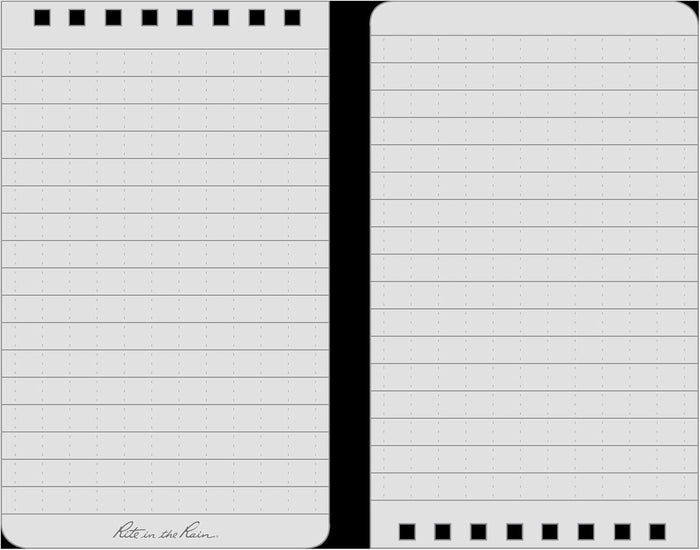 Rite in the Rain Weatherproof 3" x 5" Top Spiral Notebook Kit: Black CORDURA Fabric Cover, 3" x 5" Black Notebook, and Weatherproof Pen (No. 735B-KITL)