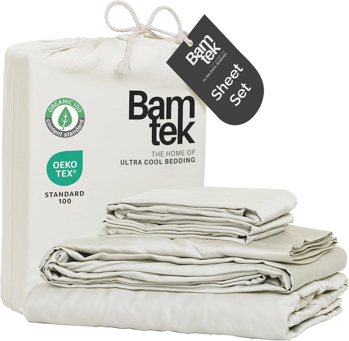 100% Viscose from Bamboo Sheets Queen Size, Super Soft Bedding Set, 4PC Cooling Sheets for Hot Sleepers, Vegan Silk Moisture Wicking, Organically Grown Bedsheet, Sage - 60" x 80"
