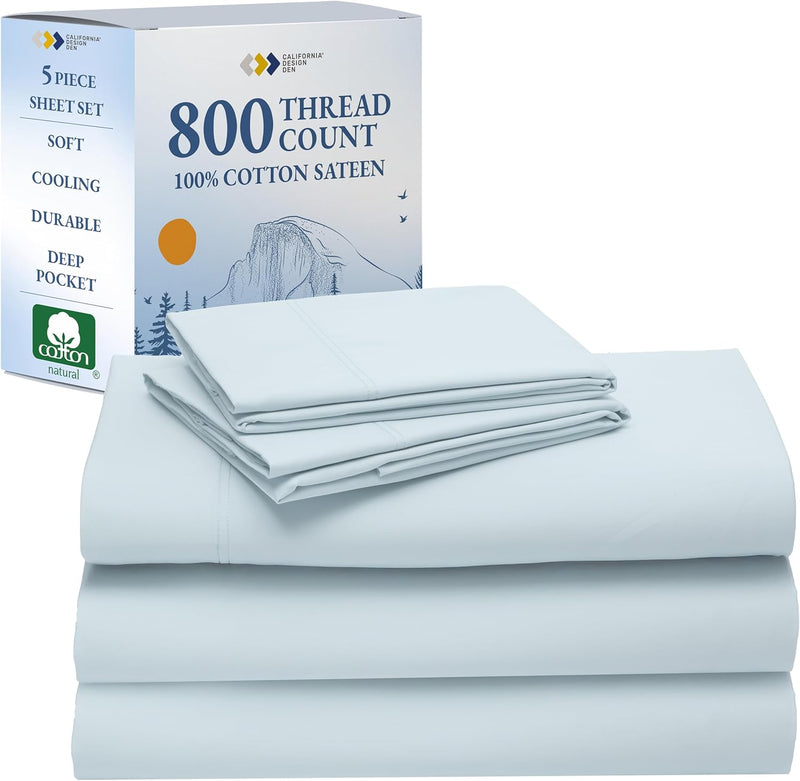 California Design Den Split King Sheet Set - Luxury 800 Thread Count, 100% Cotton Sateen, Bedding Set with Deep Pockets, Cooling & Softer Than Egyptian Cotton Sheets (Beige)