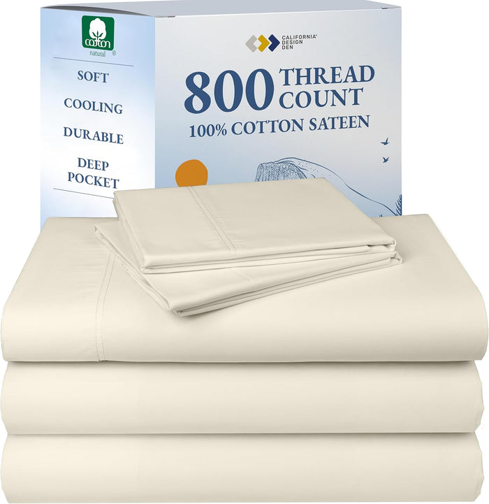 California Design Den Split King Sheets Sets for Adjustable Bed -Buttery Soft 800 Thread Count 100% Cotton Set, Beats Fake Egyptian Claims, Sateen Bedding Set with Durable Twin XL Fitted Sheets (Blue)