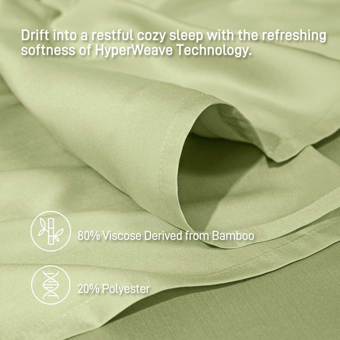 Viscose Derived from Bamboo, Soft Cooling Bedding with Silky Smooth Finish,16" Deep Pocket, Hypoallergenic, Breathable, 3 Piece Twin Luxury Hotel Sage Green Bed Sheet Set, Oeko-Tex Certified