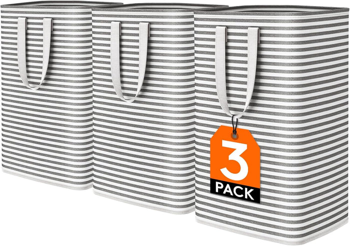Lifewit 2 Pack Laundry Hamper Large Collapsible Laundry Baskets, Freestanding Waterproof Clothes Hamper with Easy Carry Handles in Laundry Room Bedroom Bathroom College Dorm for Adults, Grey, 2 x 80L