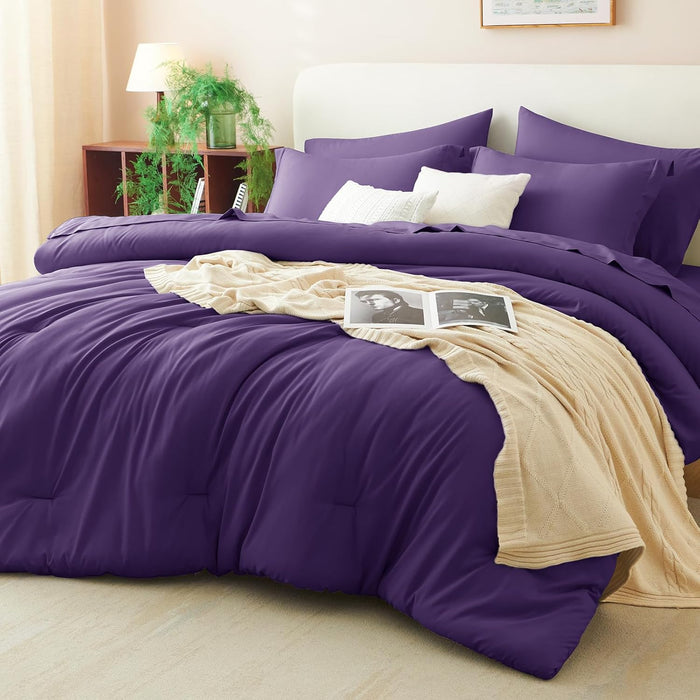 CozyLux Full Comforter Set Emerald Green, 7 Pieces Bed in a Bag Bedding Comforter Set with Sheets, All Season Boho 7PC Bed Sets with Comforter, Fitted Sheets, Flat Sheets, Pillow Shams and Pillowcases