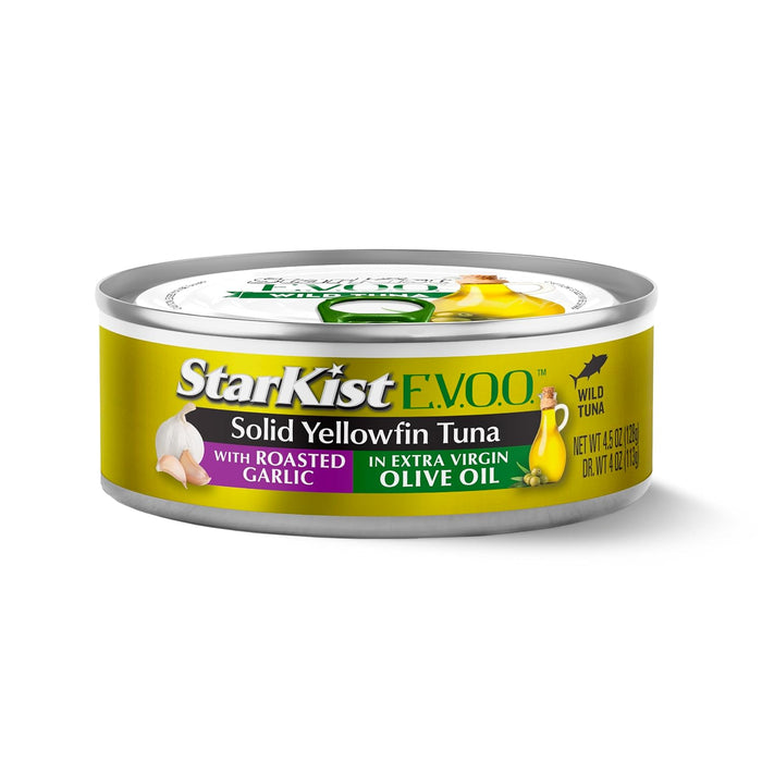StarKist E.V.O.O. Solid Yellowfin Tuna with Roasted Garlic and Extra Virgin Olive Oil, 4.5 Ounce (Pack of 12)