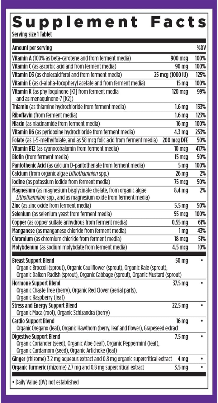 New Chapter Women's Multivitamin 40 plus with Fermented Vitamin C, Vitamin D3, Vitamin B12, Chaste Tree & Zinc - Every Woman's One Daily 40+, Made with Organic Vegetables & Herbs - 72 Tablets
