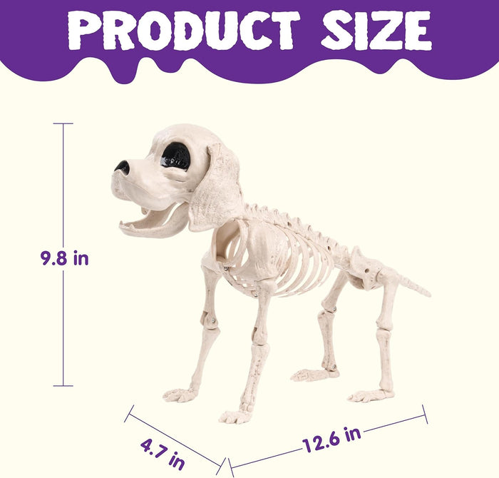 JOYIN Posable Halloween Dog Skeleton Full Body Posable Joints Realistic Skeleton Puppy with Movable Joints for Halloween Decoration, Graveyard Party Decor (9.8” X 4.7” X 12.6”)