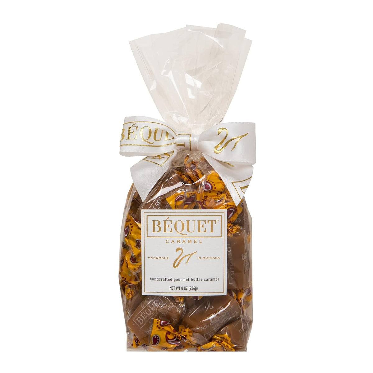Béquet Caramel - Chewy - Gourmet Caramel Candy - Caramel Candy Individually Wrapped - Made in Montana - Kosher (Star D) and Gluten Free - 8 oz Gift Bag