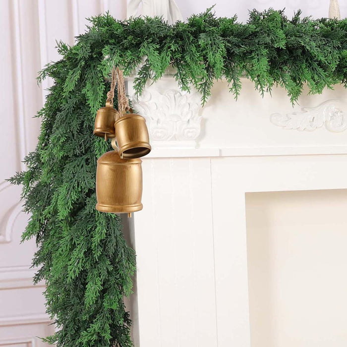 9 Ft Artificial Cedar Garlands, Faux Cypress Garland, Realistic Christmas Real Touch Greenery Pine Garland for Table, Mantle, Wall, Indoor, Outdoor Christmas Decorations (1, 9 FT)
