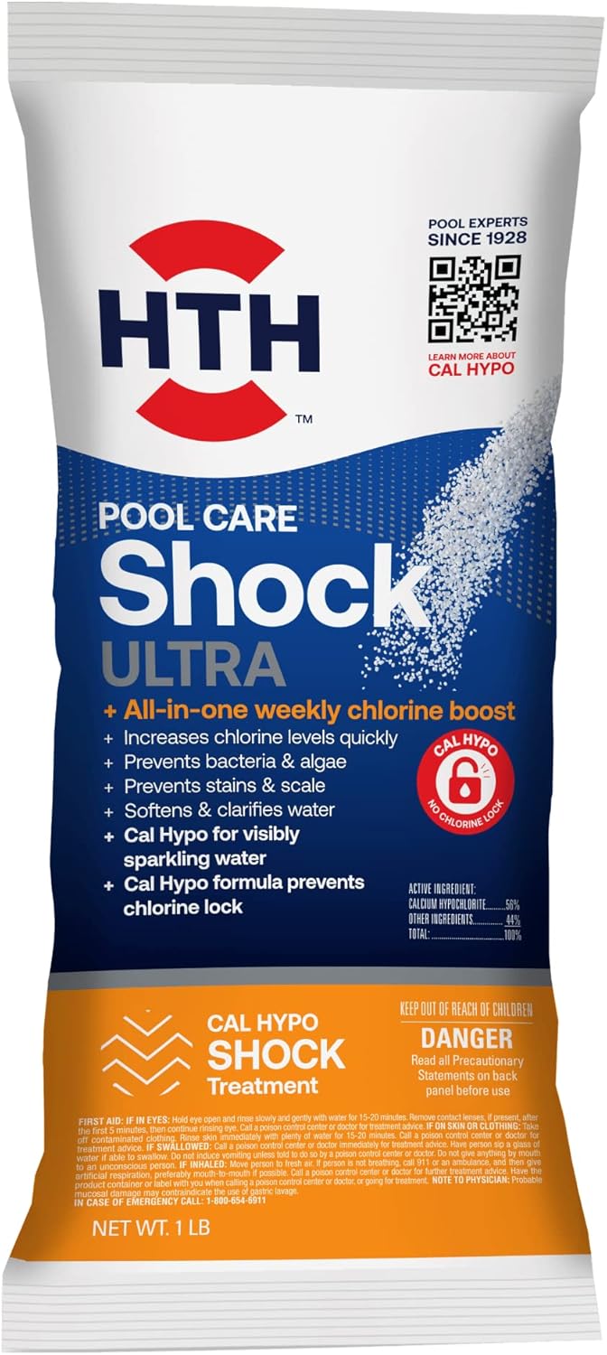 HTH 52036R Pool Care Shock Advanced, Swimming Pool Chemical - Cal Hypo Formula, Prevents Bacteria & Algae, Restores Crystal Clear Water - Shock Treatment, (6 Pack)