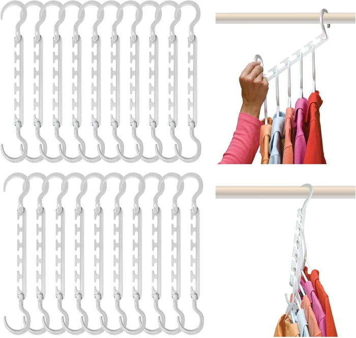 Wonder Hanger Max 10-Pack Space Saving Hangers, Reinforced Hooks Swivels 360°, Cascading Hanger, College Dorms & Storage Closet Organizer, Fully Assembled – Grey