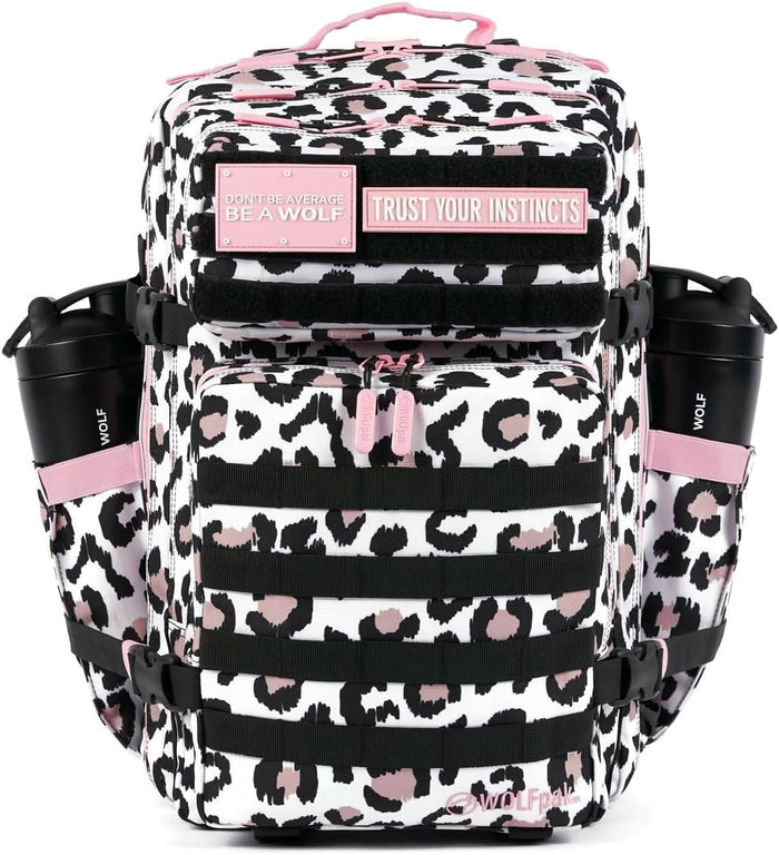 WOLFpak 45L Athletic Gym Backpack - Durable 1000D Waterproof Oxford Material with MOLLE Webbing, Laptop Pocket & Dual Cup Holders, Durable Fitness/Travel/Military Daypack (Neon Pink)