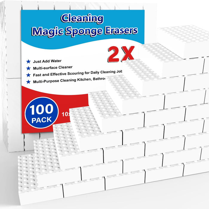 Magic Sponge Erasers, 20 Pack 2X Density Stronger Melamine Sponge Foam Pads, Multi-Functional Household Cleaning Supplies Cleaner for Kitchen, Bathroom, Bathtub, Sink, Wall Cleaner