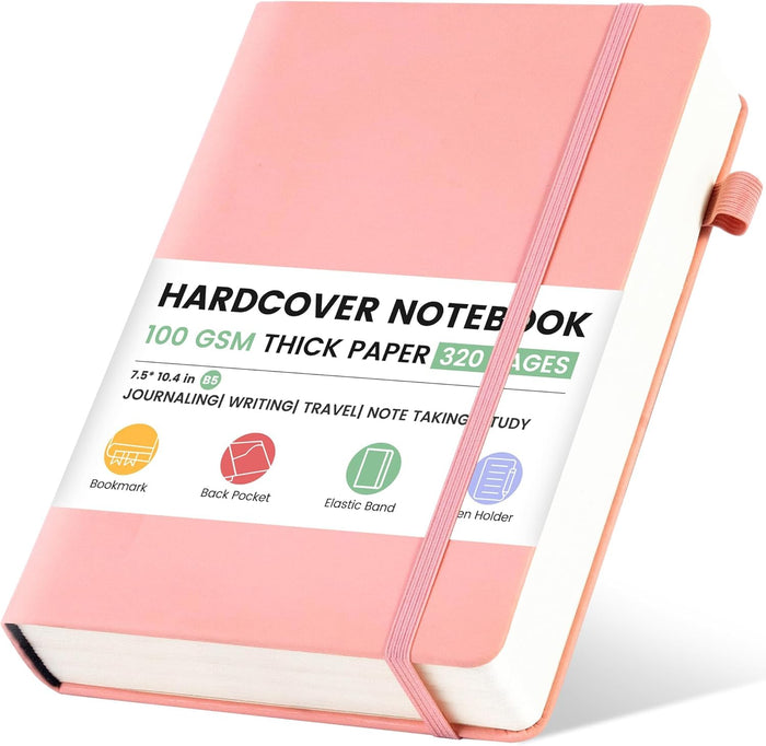 CAGIE Lined Journal Notebook for Women Men 320 Pages 100 Gsm Paper Thick Journaling Notebooks A5 Leather Journals for Writing Hardcover Journal Supplies for Work Note Taking Diary, 5.7x8.3 In, Green