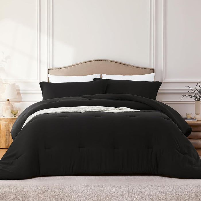 Queen Comforter Sets White,3PCS Soft Lightweight Breathable Bedding Comforter Sets for All Season, Queen Size(90''×90'' Comforter & 2 Pillowcases)