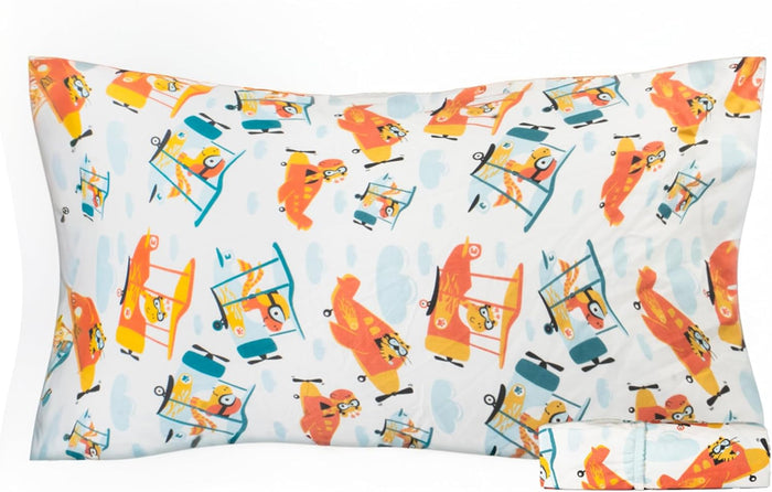 Salt Earth 100% Cotton 210TC Kids Bedsheet, Twin Sheets Set for Toddler Bed, 3 Piece Bedding Set Including Flat Sheet, Fitted Sheet, and Pillowcase, Themed Sheets for a Playful Kids Bed (Summerland)
