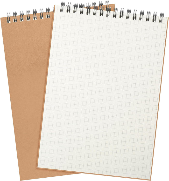 2 Pack Graph Paper Spiral Notepad A5 Top Wirebound Notepad Grid Notebook Steno Pads Memo Notebook Grid Paper 140 Pages for Writing Sketching Drawing Office Supplies (Black)