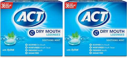 ACT Dry Mouth Lozenges with Xylitol, Soothing Mint, 36 Lozenges
