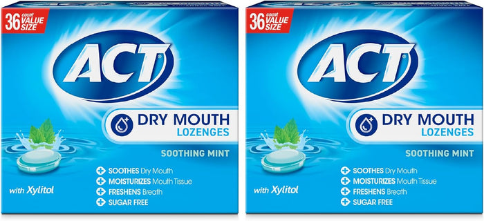 ACT Dry Mouth Lozenges with Xylitol, Soothing Mint, 36 Lozenges