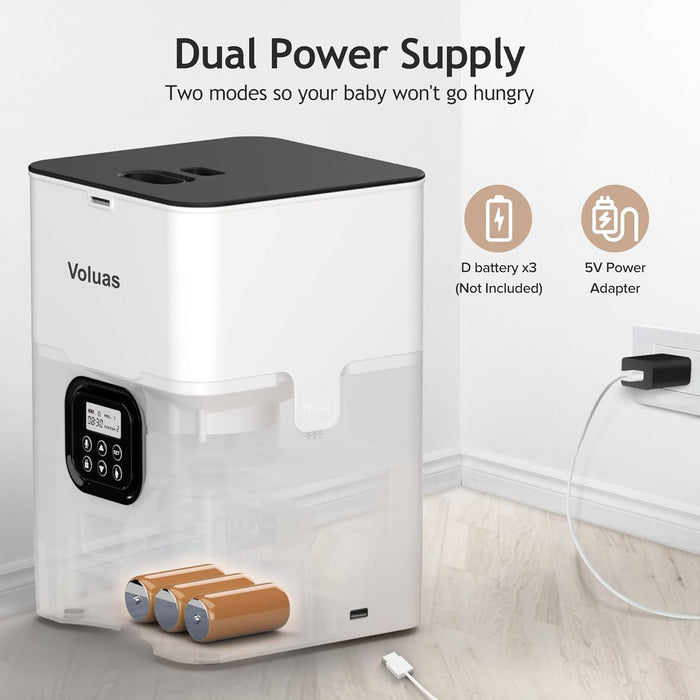 VOLUAS Automatic Cat Feeder – 4L Timed Cat Dry Food Dispenser with Voice Recorder, Dual Power Supply, Programmable Portion Control, Desiccant Bag, Auto Pet Feeder for Cats and Dogs