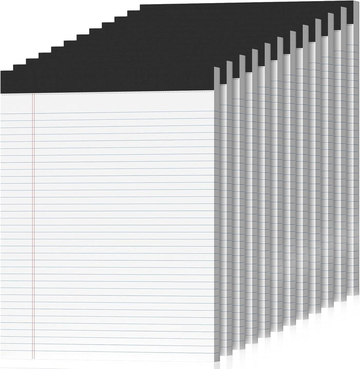 12 Pack Legal Pads 8.5 x 11 College Ruled 600 Sheets Note Pads 8.5 x 11 Inch Notepads Perforated Writing Pads 8.5 x 11 Pads of Paper Lined White Paper, 50 Sheets per Notepad for Home, Office, School