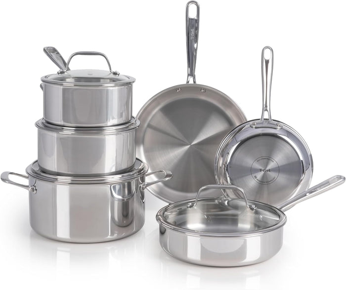 T-Fal Ultimate Hard Anodized Nonstick Cookware Set 17 Piece, Nonstick Pots and Pans Set with Fry Pan, Saucepans, Saute-Pan, Griddle, Dishwasher Safe, Black