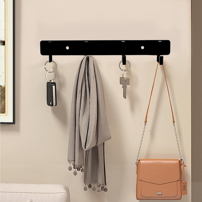 2 Pack Key Holder for Wall,Key Hooks with 5 Hooks Strong Adhesive Key Rack Holder Wall Mount,No Drilling Required,for Corridor, Office Renters RVs Garage Locker Dorms Decorations