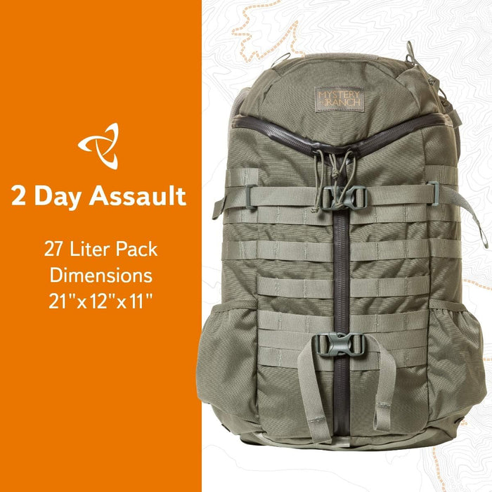 Mystery Ranch 2 Day Backpack – Tactical Daypack with Easy Access & Padded Computer Sleeve – Foliage, S/M