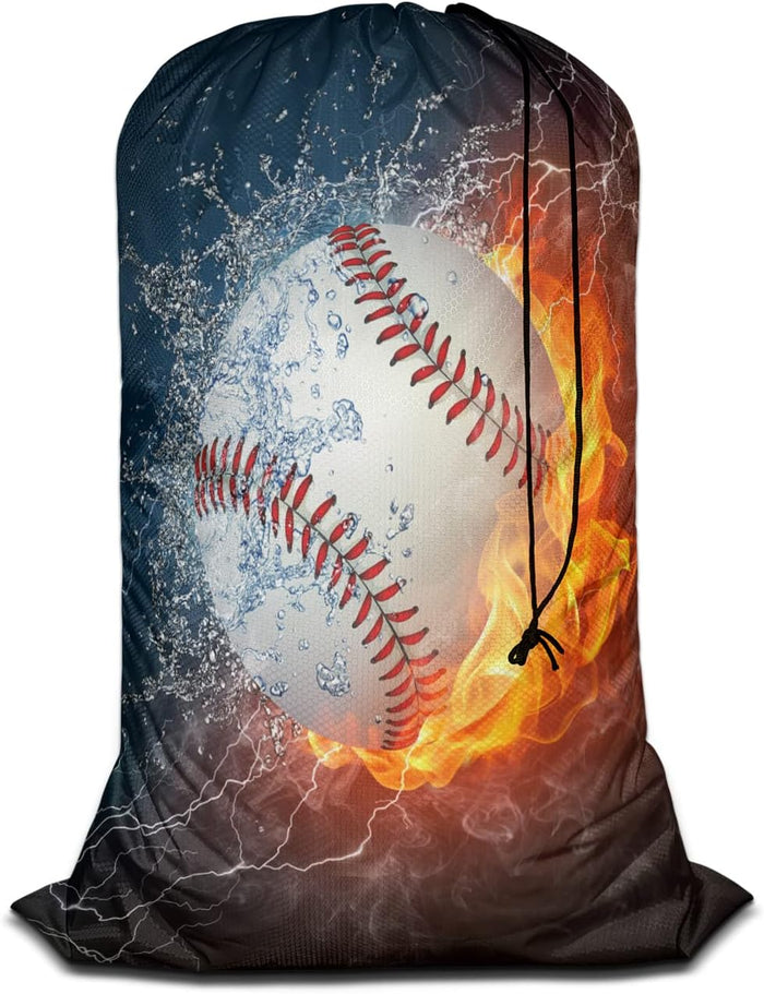 Swono Laundry Storage Bag with Drawstring Closure Japanese Wave Extra Large Huge Heavy Duty Oxford Cloth, The Great Wave Off Kanagawa Ocean Series Strong Power, Machine Washable
