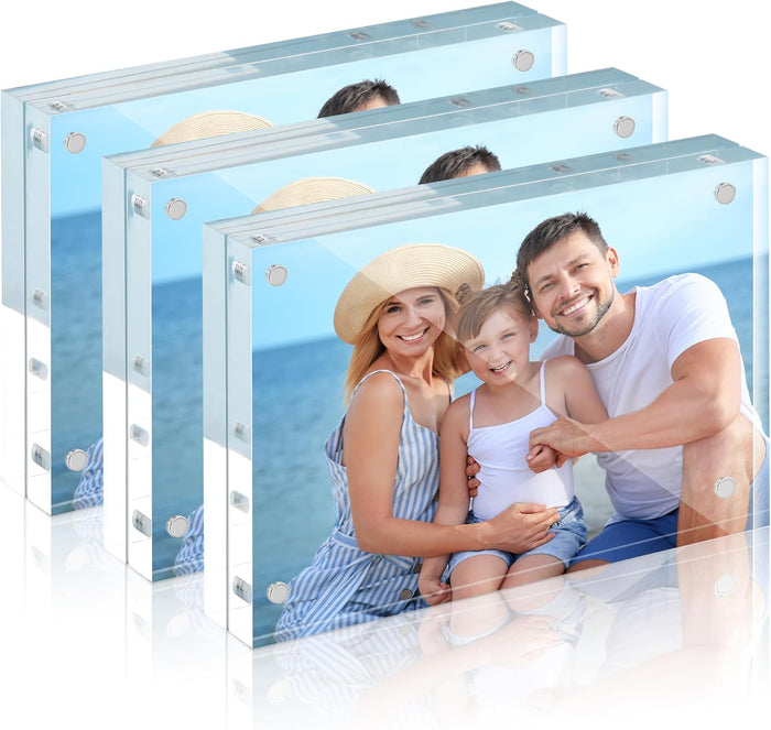HOUSE DAY Acrylic Picture Frames 8x10, 1 Pack Magnetic 8x10 Picture Frame, Double Sided Clear 8 x 10 Photo Frame with Microfiber Cloth, Frameless FreeStanding 8x10 Frame Gift for Desktop Display