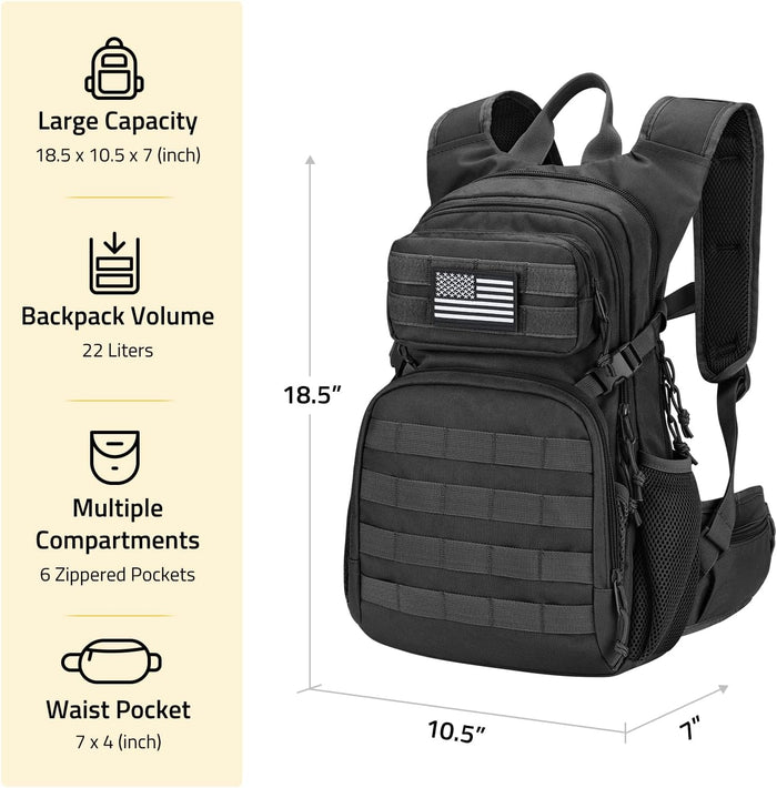 CVLIFE Tactical Hydration Pack 3L - Lightweight Water Bag With Bladder for Men Women, Heavy Duty Molle Backpack for Hiking, Cycling, Running, Hunting