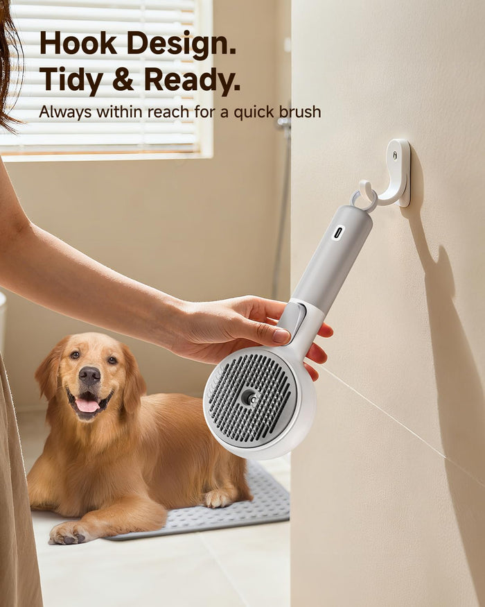 Pet Brush for Cats & Dogs Steam, 3-in-1 Steam Beauty Pet Comb, 2-Speed Spray Settings, Removes Dander and Deshedding Tool, One-Touch Self-Cleaning Hair Brush, for Long and Short Hair Pets