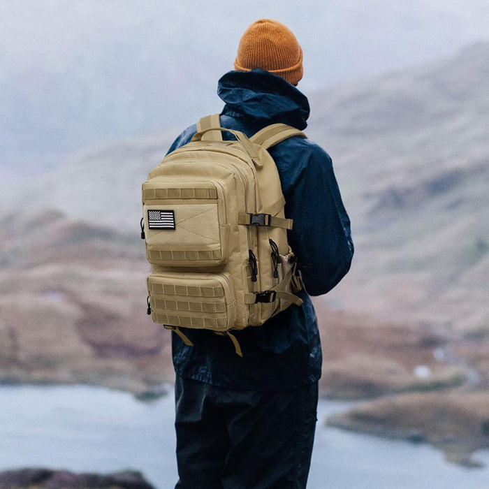 G4Free 45L Military Tactical Backpack for Men Large Army Molle Daypack 3 Day Assault Pack Bug Out Bag Hiking Rucksack(Khaki)
