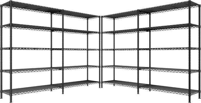 REIBII 69.8" W Storage Shelves 1250LBS Wire Shelving Unit 4 Tier Metal Shelving for Storage Rack Shelves Adjustable Heavy Duty Garage Shelf Pantry Shelves Kitchen Shelving, 69.8"Wx15.8"Dx62.9"H,Black