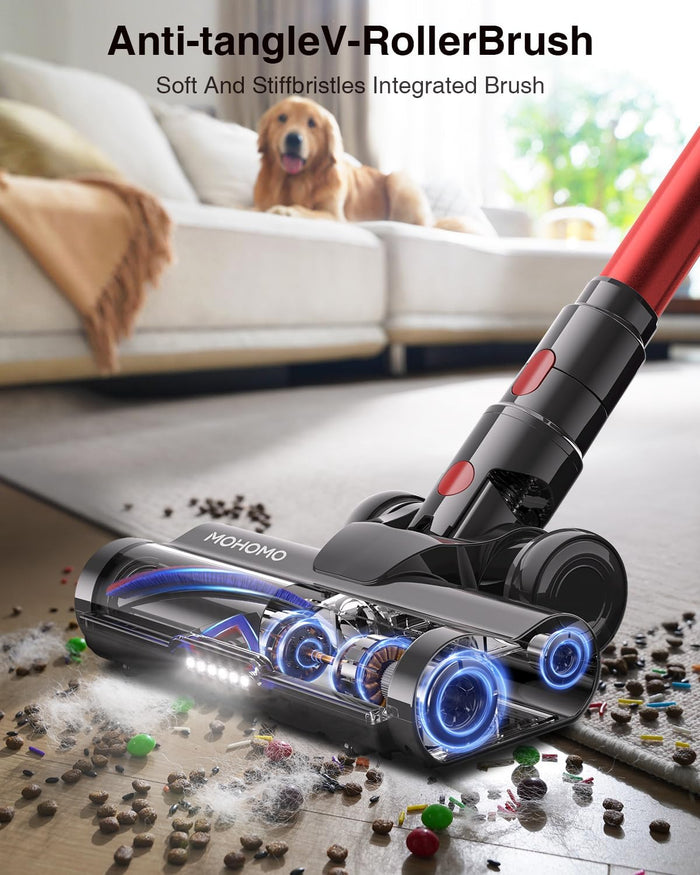 Cordless Vacuum Cleaner, 48000Pa/580W/65Mins Vacuum Cleaners for Home, Self-Standing Stick Vacuum with Anti-Tangle Brush & OLED Touch Screen, Vacuum Cleaner for Hardwood Floors and Carpet,Pet Hair,Car