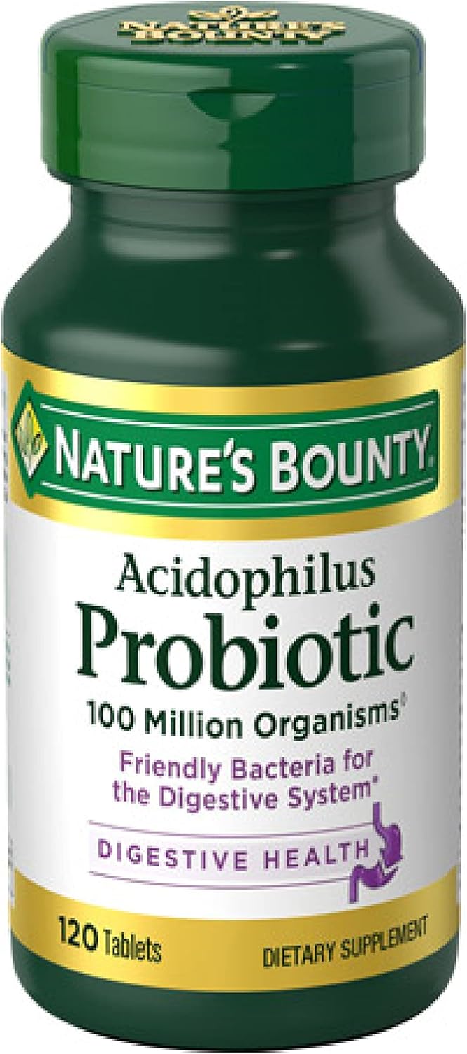 Nature's Bounty Acidophilus Probiotic, Daily Probiotic Supplement, Digestive Health, 200 Tablets, Twin Pack