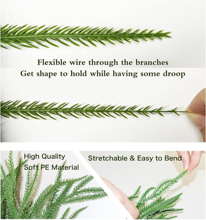 Christmas Garland Norfolk Pine Garland Real Touch Artificial Greenery Garland for Mantle Fireplace Table Indoor Outdoor Decor 6FT