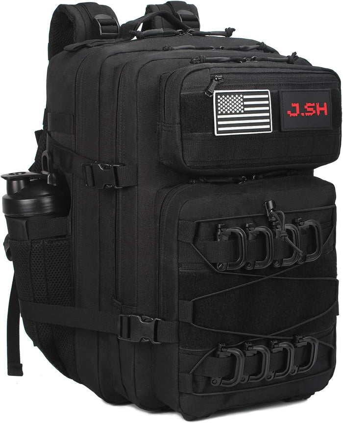 J.SH Military Tactical Backpack for Men 45L Large Capacity Backpack MOLLE 3 Days Assault Pack Bag Waterproof Durable Army Hiking - Khaki