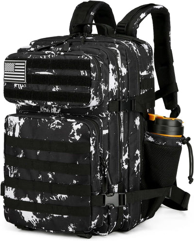 25L Tactical Backpack for Men Women Military Backpack Army Assault Pack Molle Backpack Small Bug Out Bag Travel Rucksack Daypack (Black Lightning)