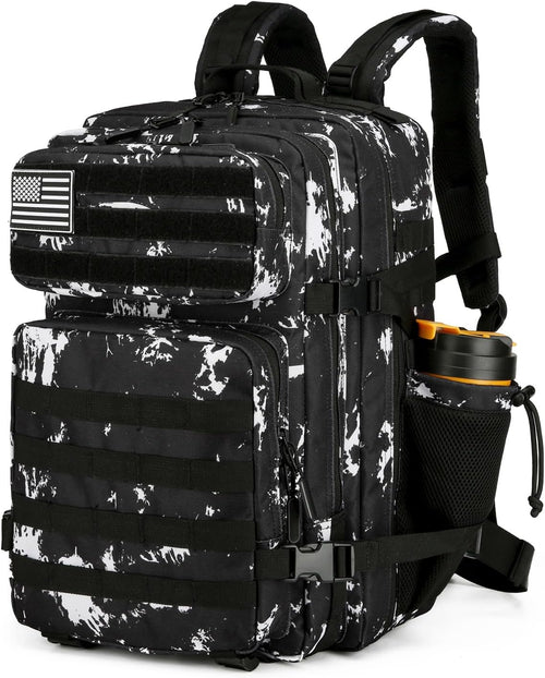 25L Tactical Backpack for Men Women Military Backpack Army Assault Pack Molle Backpack Small Bug Out Bag Travel Rucksack Daypack (Black Lightning)