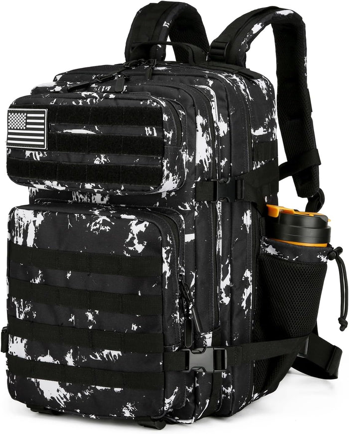 25L Tactical Backpack for Men Women Military Backpack Army Assault Pack Molle Backpack Small Bug Out Bag Travel Rucksack Daypack (Black Lightning)
