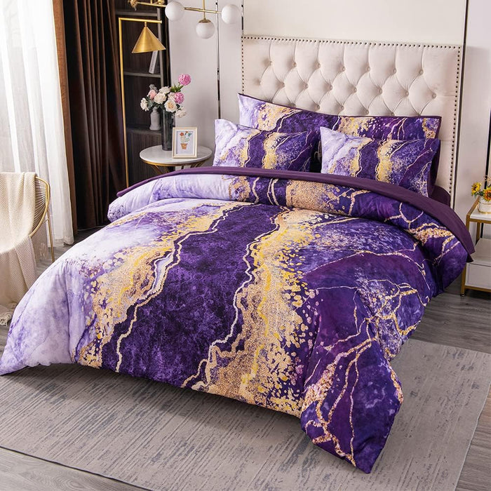 PERFEMET 6 PCS Bed in a Bag Black Watercolor Marble Printed Comforter Set for Queen Bed Burning Mountain Pattern Bedding Set with Sheets Retro Artwork Design Quilt Sets(Black, Queen)