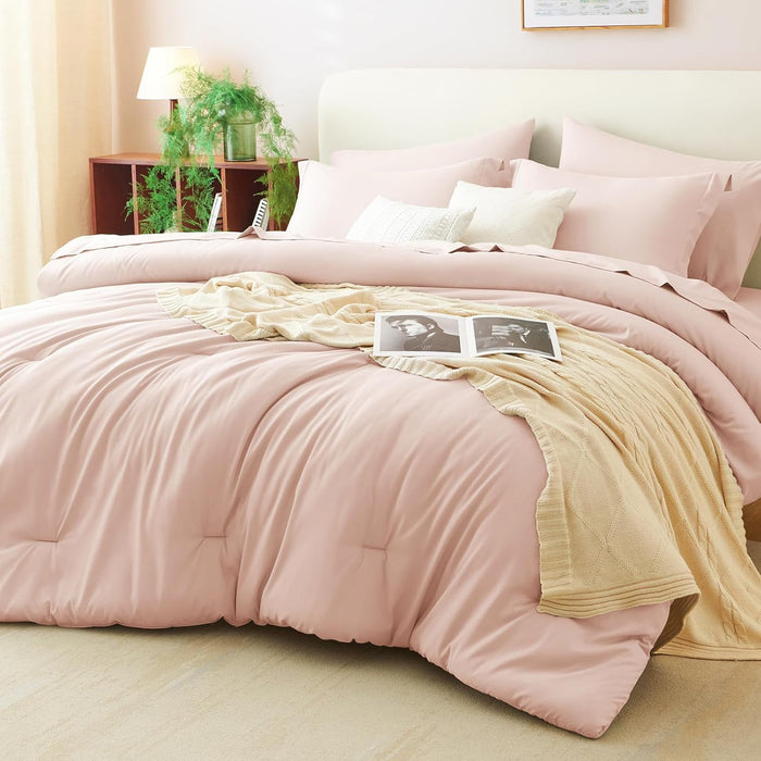 CozyLux Queen Comforter Set Dark Grey, 7 Pieces Bed in a Bag Queen Comforter Set with Sheets, Bedding Sets with Down Alternative Comforter, Fitted Sheets, Flat Sheets, Pillow Shams and Pillowcases
